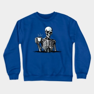 Skeleton Drinking Coffee Crewneck Sweatshirt